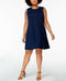 $89 Style&Co. Women Blue Sleeveless Scoop Neck Swing Tunic Dress Stretch Plus 1X - evorr.com