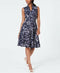 $99 Charter Club Women's Sleeveless Henley Flared Belted Printed Dress PLUS 20W - evorr.com