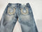 $104 Miss Me Women's Blue Denim Lucky Girl Chloe Bootcut Jeans Patched Size 27 - evorr.com