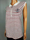 TOMMY HILFIGER Women White Striped 1/2 Zip Sleeveless Polo Blouse Top Plus 3X - evorr.com