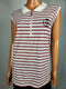 TOMMY HILFIGER Women White Striped 1/2 Zip Sleeveless Polo Blouse Top Plus 3X - evorr.com