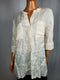 $99 Anne Klein Women Ivory High Low Linen Blend Blouse Top 3/4 Sleeve Size L - evorr.com