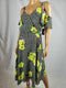 INC CONCEPTS Women Cold Shoulder Midi Lined Dress Gingham Bouquet Print Plus 24W - evorr.com