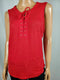 INC CONCEPTS Women Red Lace-Up Neck Lace Knot Linen Blouse Tunic Top Plus 2X - evorr.com