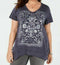 Style&co. Women Short Sleeve Blue V-Neck Graphic Print Blouse Top Plus Size 16W - evorr.com