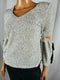 1.STATE Women's Cold Cut 3/4 Sleeve White Black Textured Knit Blouse Top X-Small - evorr.com