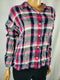 Sanctuary Women Check Plaids Hi Low Pink Multi Button Shirt Long Sleeve Top L - evorr.com