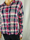 Sanctuary Women Check Plaids Hi Low Pink Multi Button Shirt Long Sleeve Top L - evorr.com