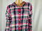 Sanctuary Women Check Plaids Hi Low Pink Multi Button Shirt Long Sleeve Top L - evorr.com