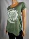 Style&co. Women Short Sleeve Scoop Neck Green Flared Graphic Print Blouse Top S - evorr.com