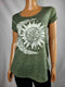 Style&co. Women Short Sleeve Scoop Neck Green Flared Graphic Print Blouse Top S - evorr.com