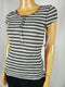 New We The Free Women Short Sleeve Gray Striped Henley Button Neck Blouse Top S - evorr.com