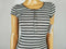 New We The Free Women Short Sleeve Gray Striped Henley Button Neck Blouse Top S - evorr.com
