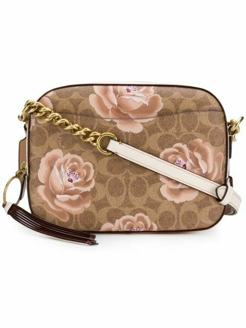 New COACH Women's Tan Brown Calf Leather Shoulder Bag Crossbody Camera Bag