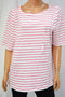 Charter Club Women's Elbow Sleeve Metallic Pink Striped Blouse Top XXL