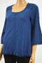 Style&Co Women Cotton Blue Lantern-Slve Lace Trim Blouse Top Small S